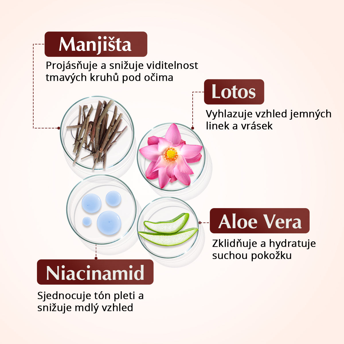 Rufolia PRO periorbitální oční emulze - Krém na oční kontury – Rozjasněte, zpevněte a hydratujte oční okolí – Nové složení s manjisthou, aloe vera, lotosem a niacinamidem