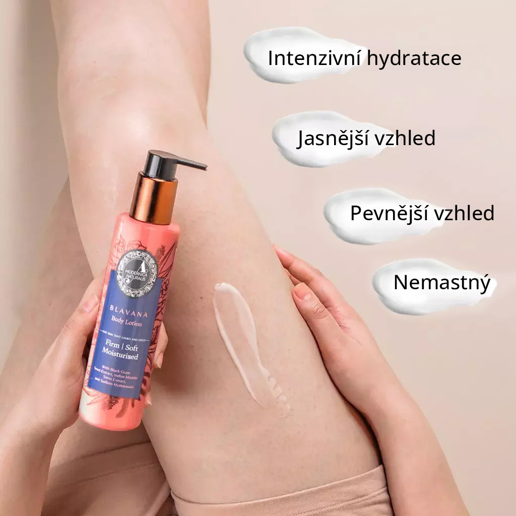Blavana Tělové Mléko – Intenzivně hydratuje, změkčuje a zpevňuje suchou, stárnoucí a povadlou pokožku. Revoluční receptura s černé čočky a klinicky ověřenými aktivními látkami. Ideální volba pro zralou pokožku těla (Blavana Body Lotion)