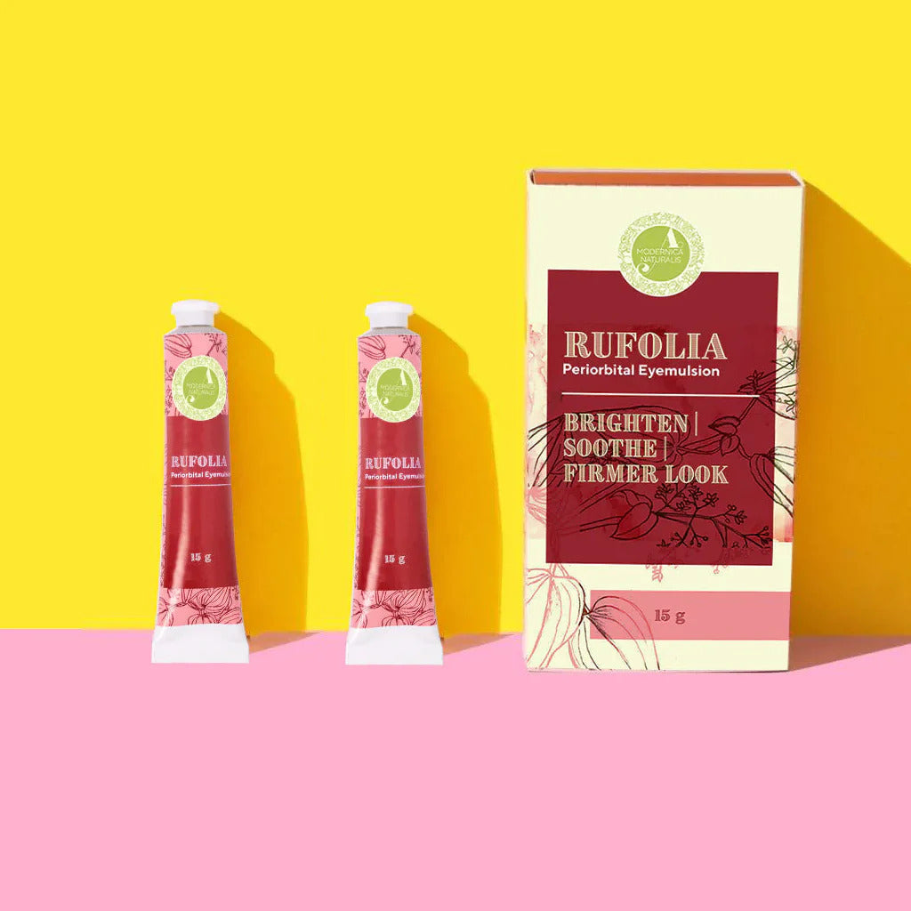 Rufolia periorbitální oční emulze – rozjasní, zklidní a zpevní oční okolí s manjishtou, aloe vera, niacinamidem a kyselinou hyaluronovou (Rufolia Periorbital Eyemulsion )