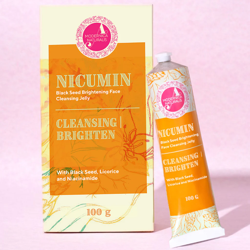 Nicumin Černucha Rozjasňující Čisticí Želé na Obličej – S Účinnými Extrakty Černuchy, Lékořice a Šafránu Obohacené Niacinamidem (Nicumin Black Seed Brightening Face Cleansing Jelly)